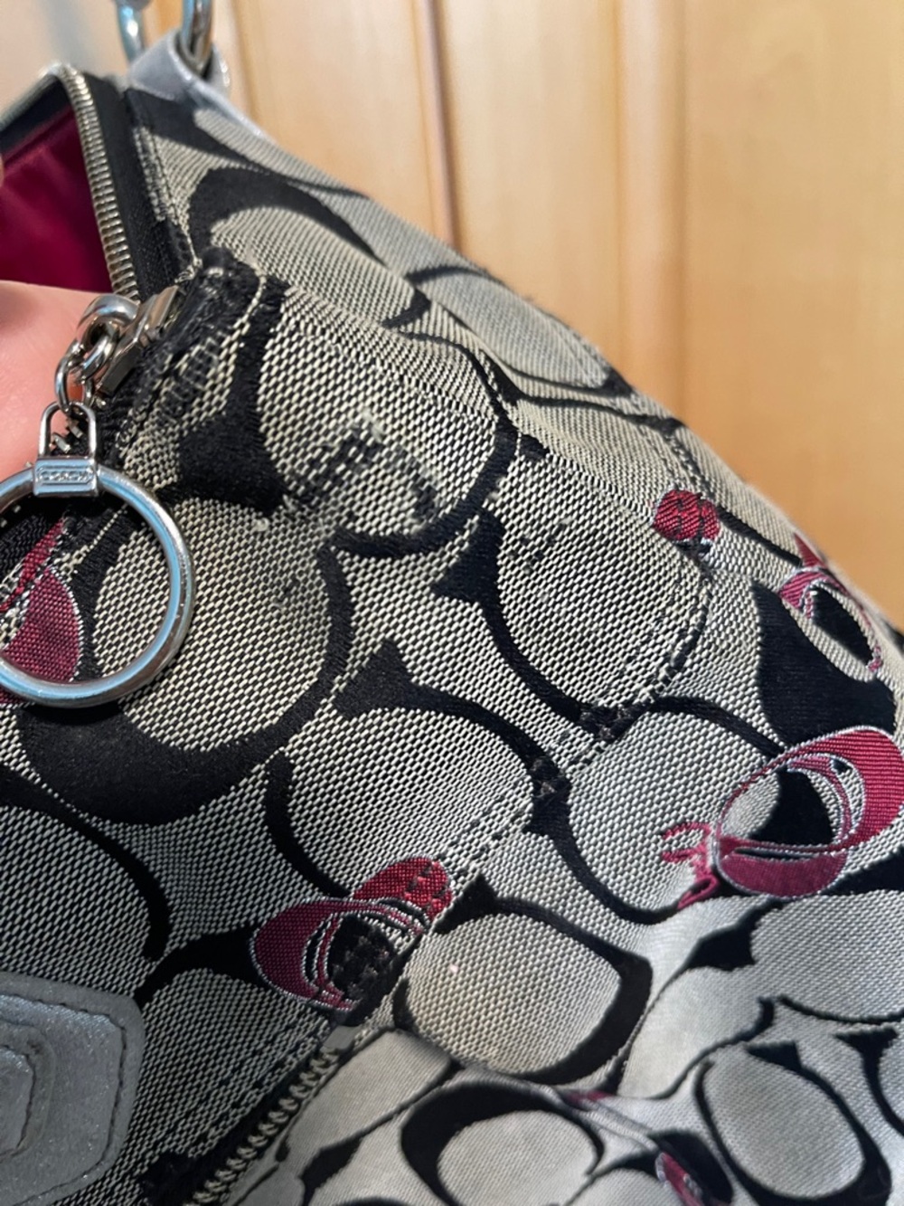 Coach Poppy Signature Canvas Tote in Black, Gray & Pink - Picture 5 of 13